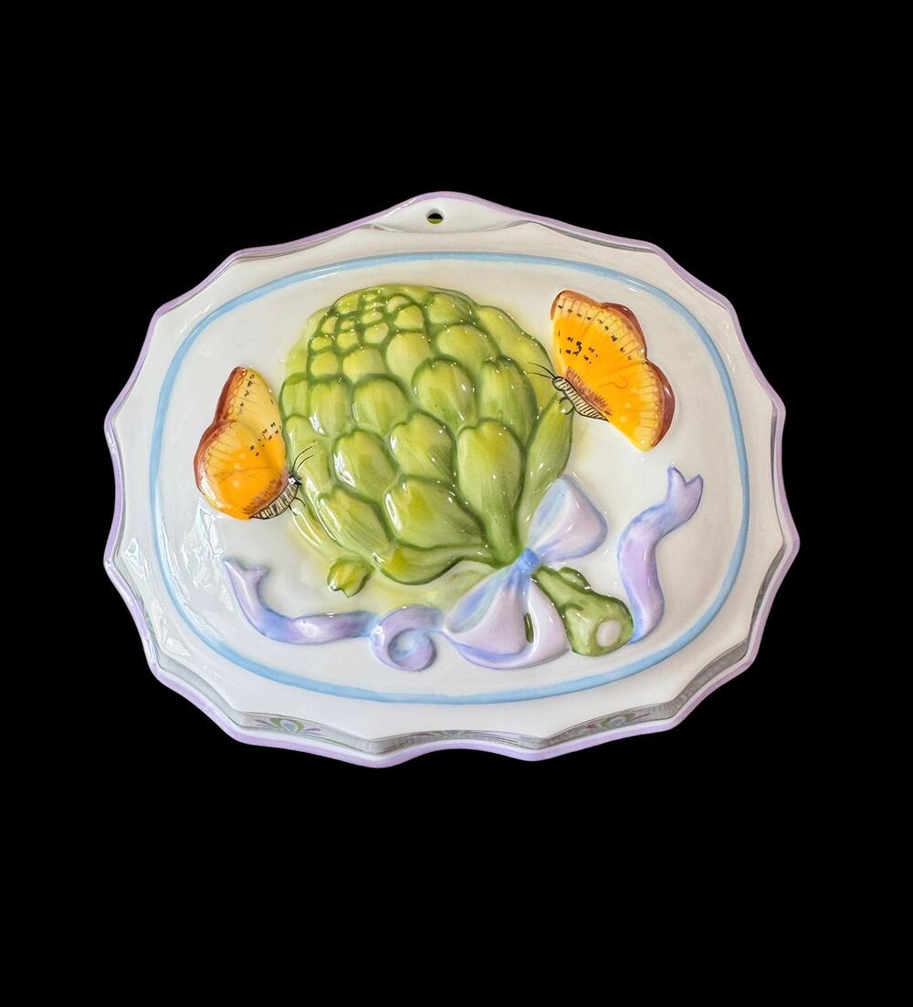 Le Cordon Bleu Franklin Mint Artichoke & Butterflies Ceramic Wall Jello Mold